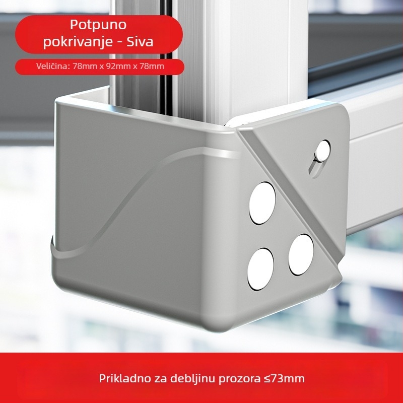 Aluminijski kutni zaštitnik za prozor - zaštita od udara, unutarnje otvaranje, zaštitni poklopac