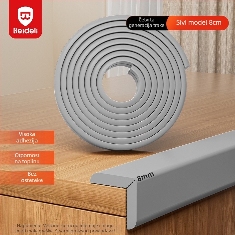 Bedeli zaštitna traka za kut protiv sudara za djecu – ekološki, netoksičan, zaštita kutova stola, kvadratni oblik, pakiranje 80 komada