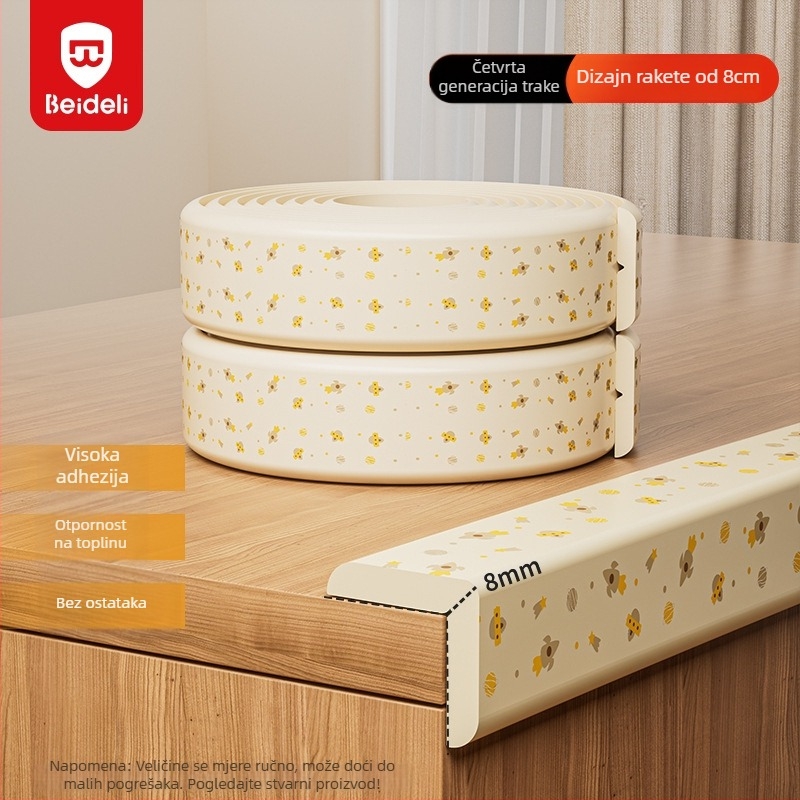 Bedeli zaštitna traka za kut protiv sudara za djecu – ekološki, netoksičan, zaštita kutova stola, kvadratni oblik, pakiranje 80 komada