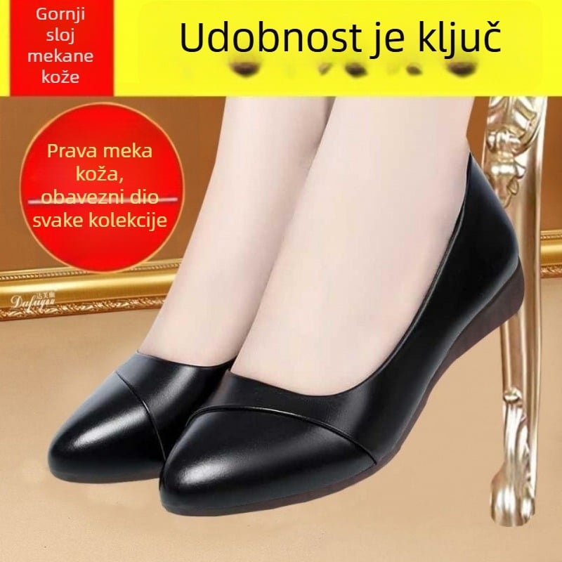 Cipele za stjuardese - ženske svakodnevne cipele s oštrim vrhom, klinasti pet 4–6 cm, gornji materijal: super vlakno, potplat: guma, unutarnja uložak PU