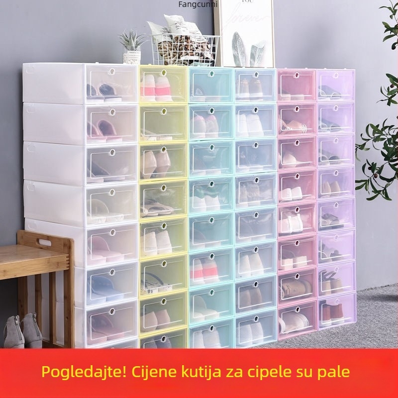 Kutija za cipele, set od 20 komada, prozirna plastika, višeslojni ormar za cipele, jednostavan i moderan dizajn, sa sjedištem