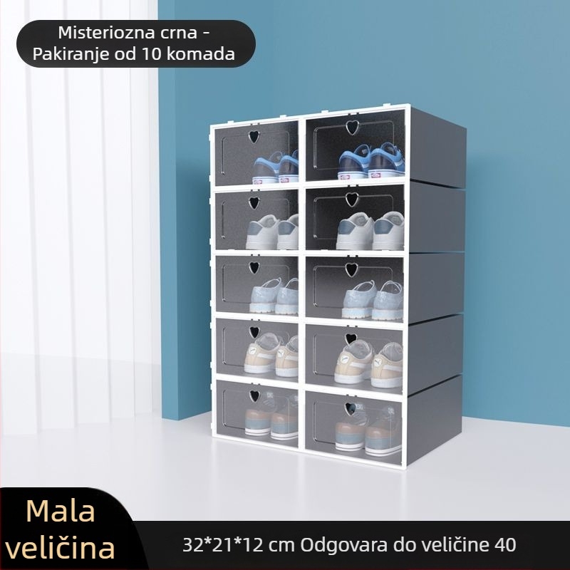 Kutija za cipele, set od 20 komada, prozirna plastika, višeslojni ormar za cipele, jednostavan i moderan dizajn, sa sjedištem