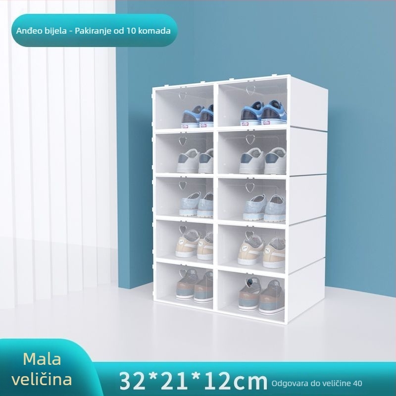 Kutija za cipele, set od 20 komada, prozirna plastika, višeslojni ormar za cipele, jednostavan i moderan dizajn, sa sjedištem