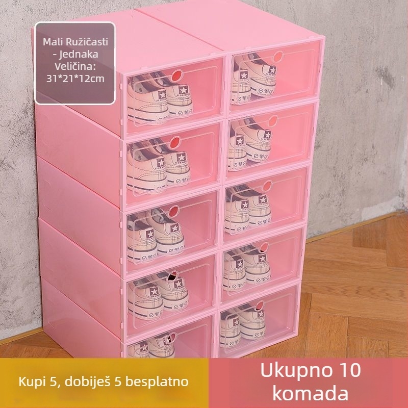 Kutija za cipele, set od 20 komada, prozirna plastika, višeslojni ormar za cipele, jednostavan i moderan dizajn, sa sjedištem
