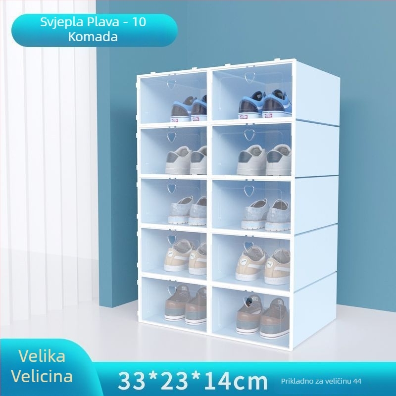 Kutija za cipele, set od 20 komada, prozirna plastika, višeslojni ormar za cipele, jednostavan i moderan dizajn, sa sjedištem