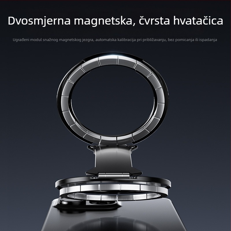 Magnetski držač za telefon s dvostrukim magnetom i proširivim prstenom, aluminijska legura, 2-u-1, MagSafe kompatibilno, otpornost na podrhtavanje