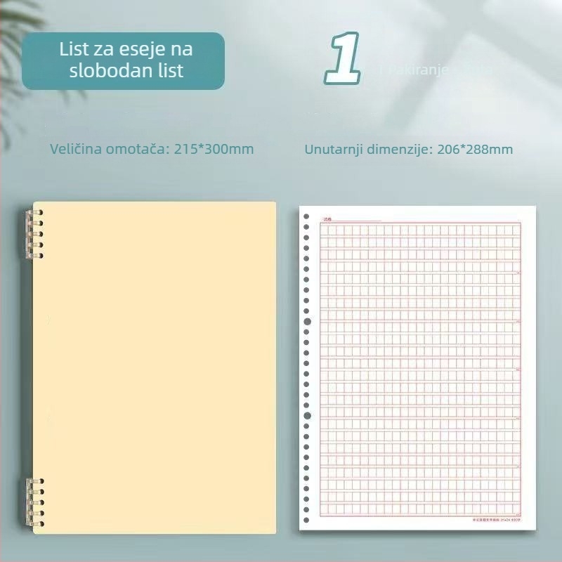 Bilježnica s povezom s listovima, naslovnica od PP, papir od drvene pulpe 120 g, 1–50 stranica