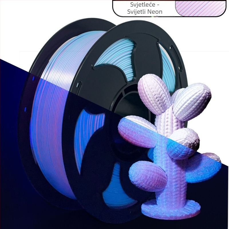PLA filament za 3D ispis s fosforirajućim efektom — kružno presjek, standardna PLA gustoća, brend Tuosen 3D / Sunsenkj, prilagodljivo pakiranje