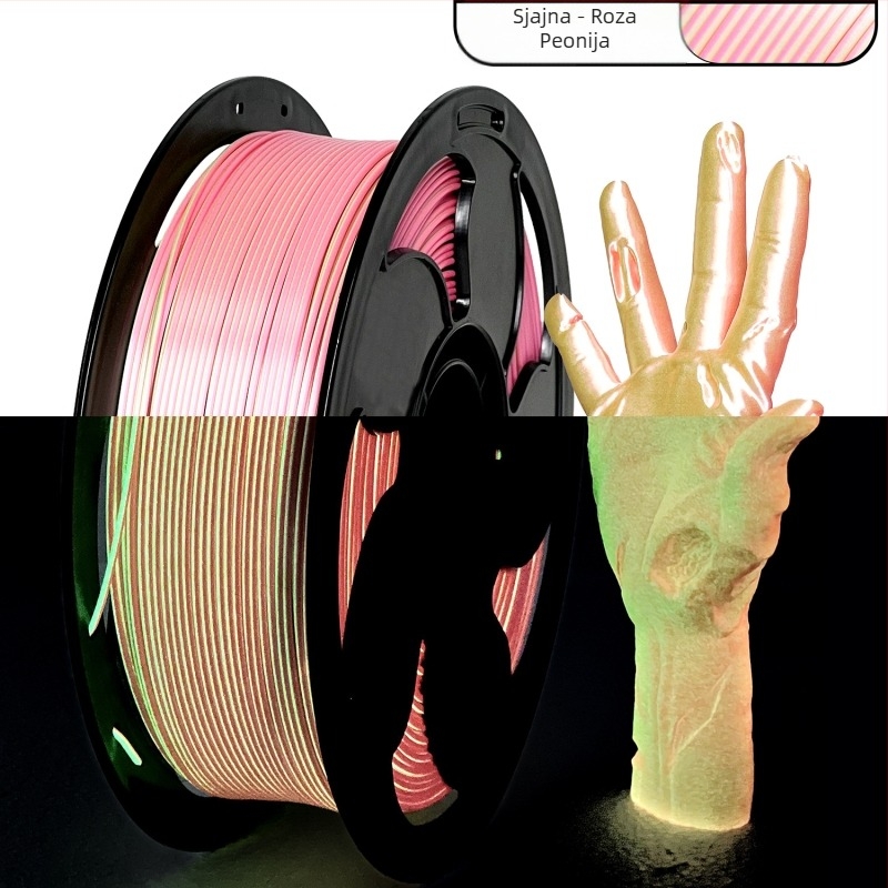 PLA filament za 3D ispis s fosforirajućim efektom — kružno presjek, standardna PLA gustoća, brend Tuosen 3D / Sunsenkj, prilagodljivo pakiranje