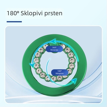 Magnetski držač telefona i stalak, prsten za telefon od cinkovog legura, lagan i prilagodljiv s dijamantnim ugradnjama