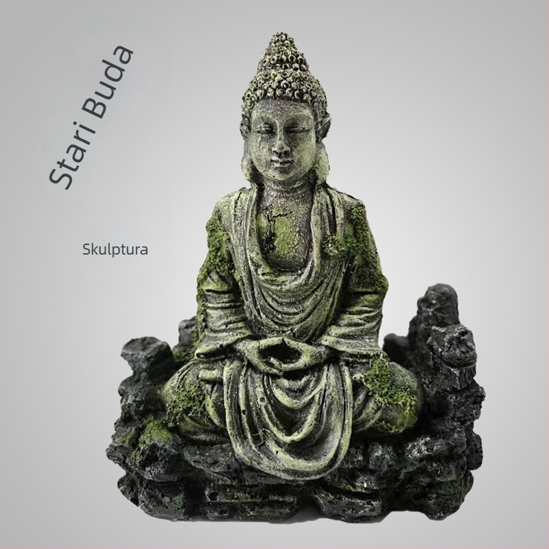 Ukras za akvarij: Buddha statue od smole za pejzažni dizajn akvarija, antikni stil, podrijetlo Guangdong, težina 300 g