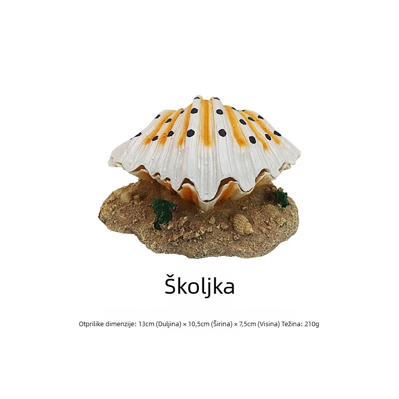 Dekoracija za akvarij u stilu školjke s mjehurićima za oksigenaciju, ekološka smola, 210 g, set od 60 komada
