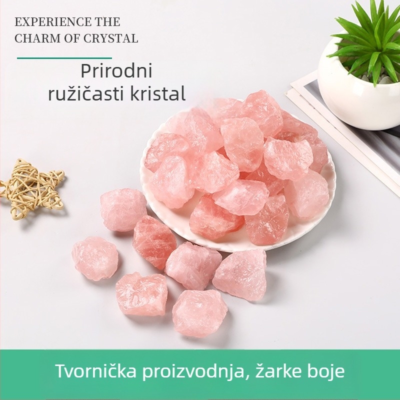 Prirodni ružičasti kristal – izvorni kamen za unutarnju dekoraciju, Crystal DIY pejzaži, akvarij i posuda za biljke, mineralni kamen soli
