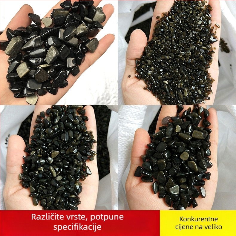 Prirodni zlatni obsidijan šljunak za akvarije, ukrasni kamen za pejzaž u akvariju, dno od obsidijana