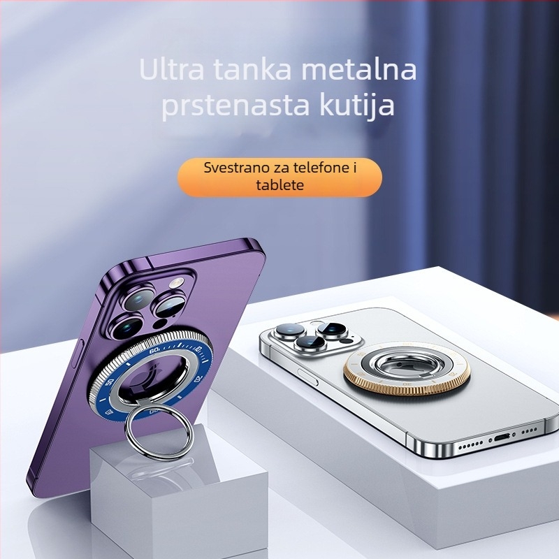 MagSafe magnetski držač prstena, 360° rotacija, aluminijska konstrukcija, držač za stol/prsten/mobitel, podrška prilagodbi
