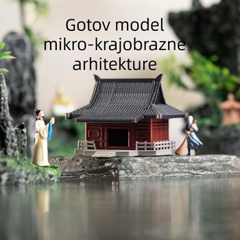 Plastični mini krajolik ukras: antik stil paviljon sa kamenjem za vodene i kopnene rezervoare