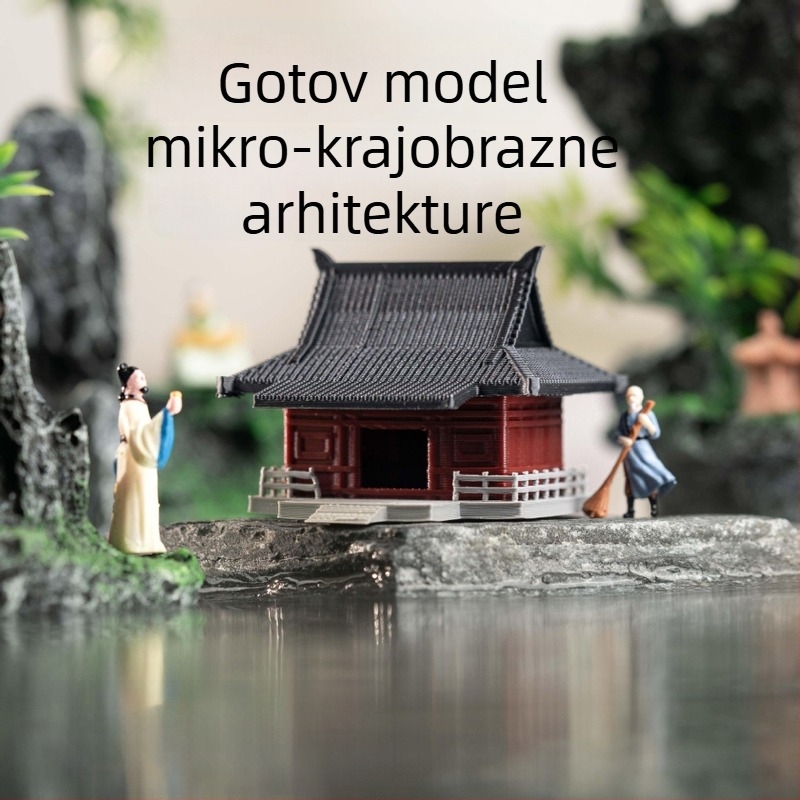 Plastični mini krajolik ukras: antik stil paviljon sa kamenjem za vodene i kopnene rezervoare