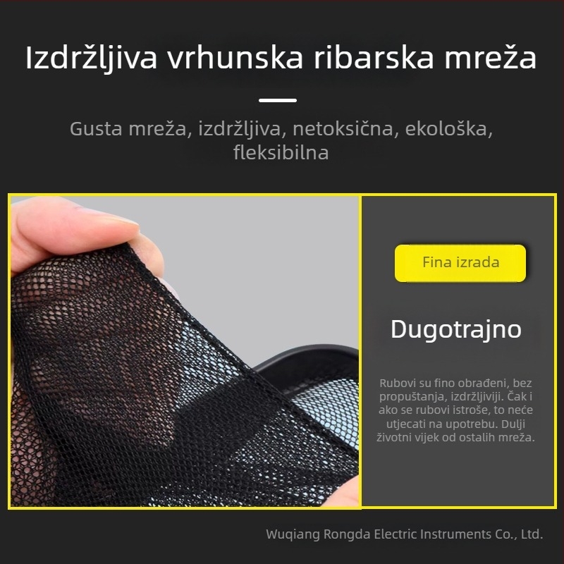 Prijenosna četvrtasta mreža za ribu od stakloplastike; pogodna za male ribe i škampe; težina 150