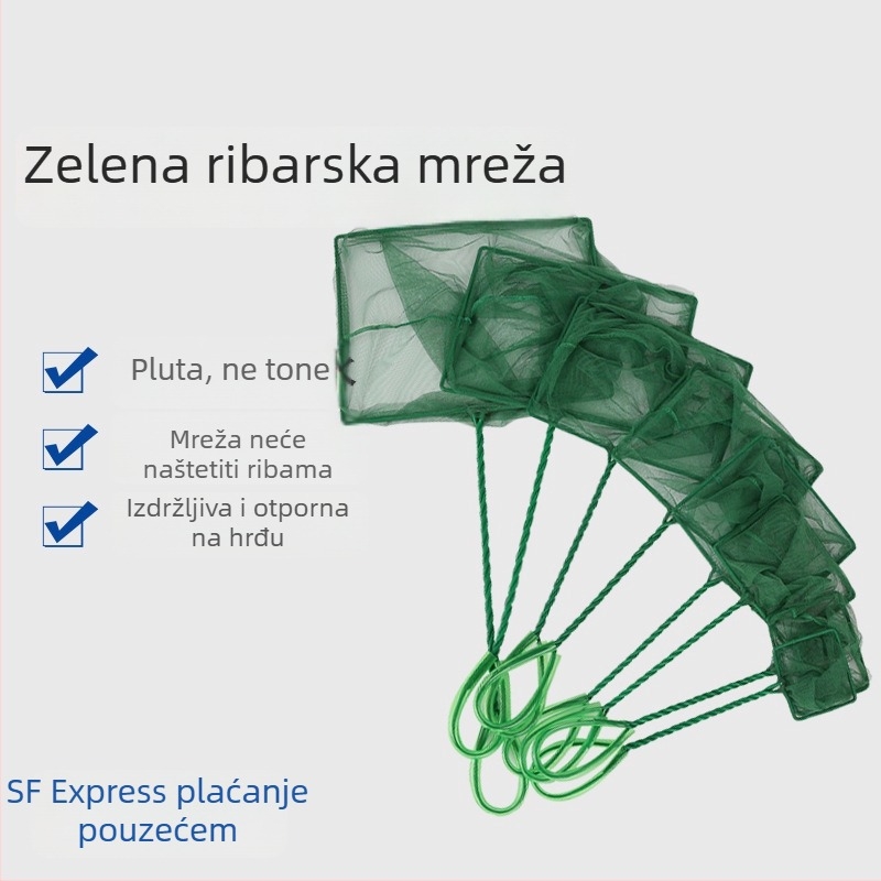 Zelena četvrtasta ručna mreža za akvarij