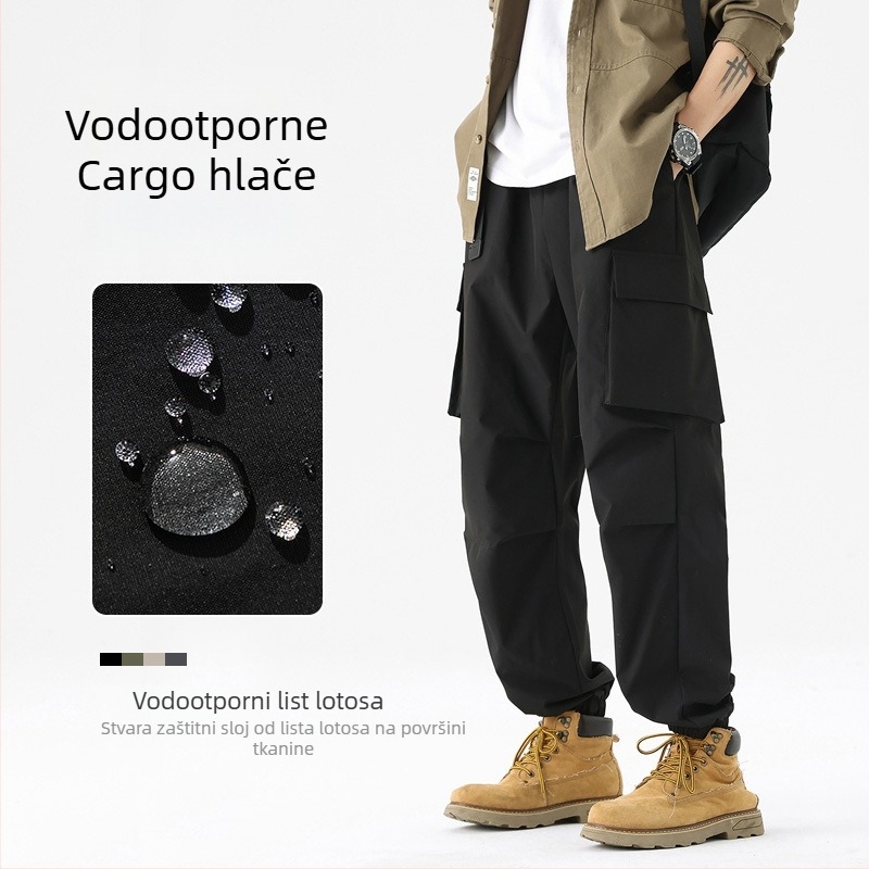 Muške planinske hlače s fleece podstavom, ravnog kroja, srednji pojas, za putovanja i posao, 100% poliester