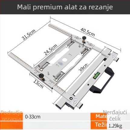 Alat za rezanje i obradu drvenih ploča s prijenosnom pilom i podrškom za pozicioniranje