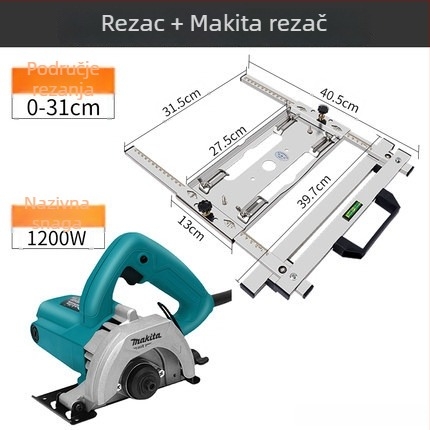 Alat za rezanje i obradu drvenih ploča s prijenosnom pilom i podrškom za pozicioniranje