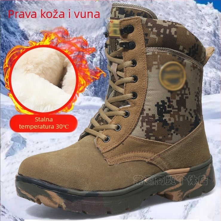 Unisex zimske čizme za snijeg s kamuflažnim uzorkom, gornji dio telećeg velura, podstava od ovčje kože i krzna, potplat otporan na habanje
