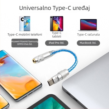 Kabel Type-C na 3,5 mm s DAC digitalnim dekodiranjem, bakreni vod s srebrnim premazom, model LC-0001