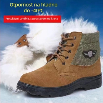 Zimske čizme od prave kože, vunena podstava, protuklizna gumena potplata, zaobljen nos