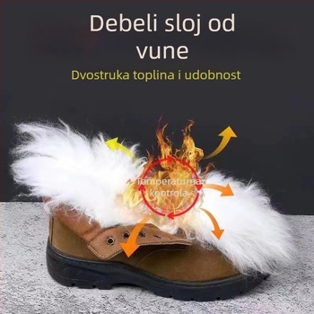 Zimske čizme od prave kože, vunena podstava, protuklizna gumena potplata, zaobljen nos