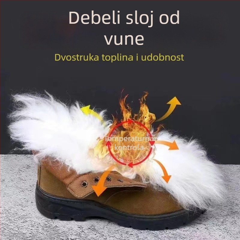 Zimske čizme od prave kože, vunena podstava, protuklizna gumena potplata, zaobljen nos
