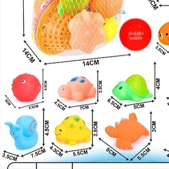 Igračka za kupanje s mini mrežom za vodene igre – pogodna za djecu 0–2 godine; potiče emocionalni, vizualni i kognitivni razvoj; poboljšava koordinaciju ruka-oko i interakciju s roditeljima.