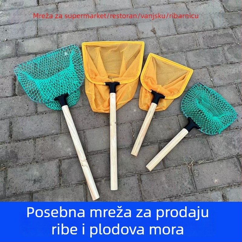Drvena mreža za ribolov s finom mrežom za ulov riba i škampi, pogodna za otvoreni ribolov i akvakulturu