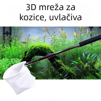 Teleskopska mreža za akvarij za male ribe i škampi - plast + mreža, 50 g, Oprema za akvarij