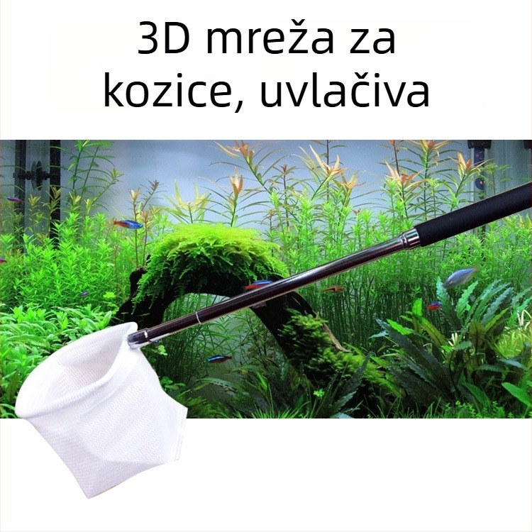 Teleskopska mreža za akvarij za male ribe i škampi - plast + mreža, 50 g, Oprema za akvarij