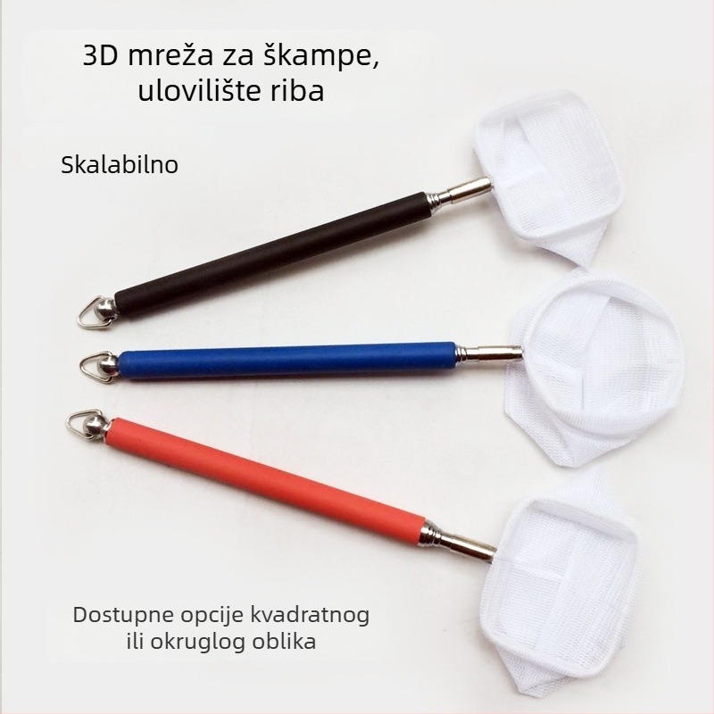 Teleskopska mreža za akvarij za male ribe i škampi - plast + mreža, 50 g, Oprema za akvarij