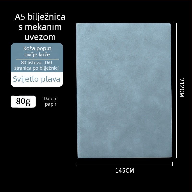 Bilježnica s ovčjom kožom, spiralno povezivanje, 80 gsm papir, 50–100 stranica, poslovni uredski stil