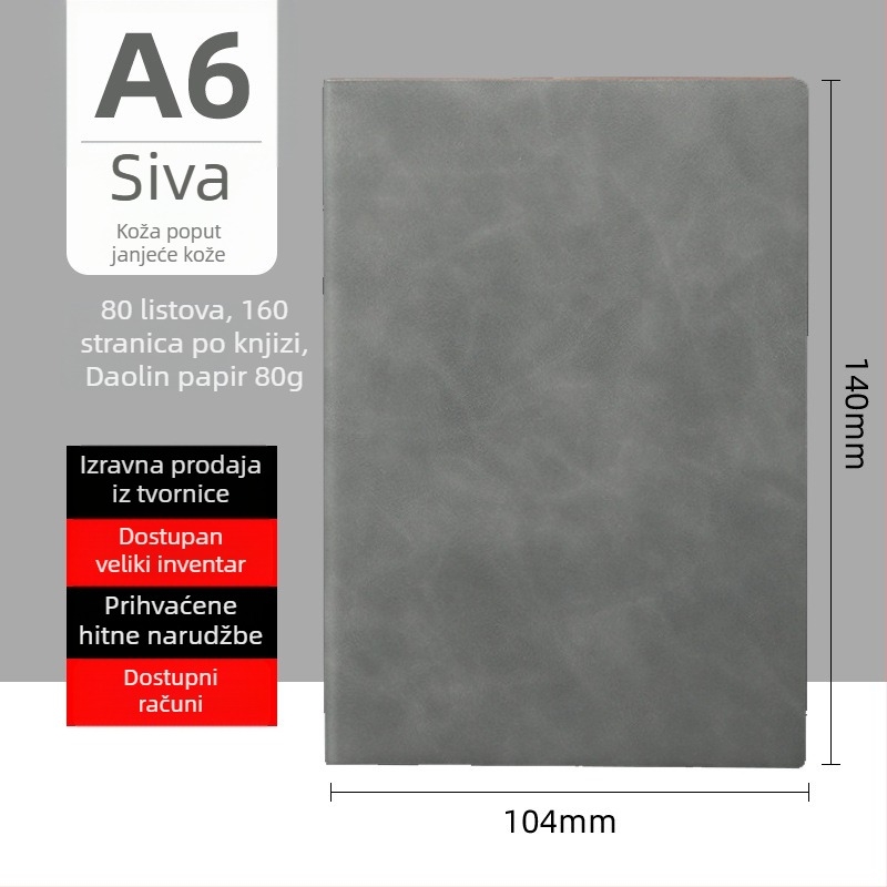 Bilježnica s ovčjom kožom, spiralno povezivanje, 80 gsm papir, 50–100 stranica, poslovni uredski stil