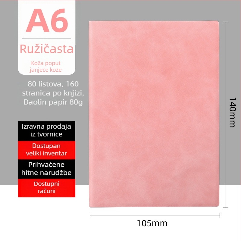 Bilježnica s ovčjom kožom, spiralno povezivanje, 80 gsm papir, 50–100 stranica, poslovni uredski stil