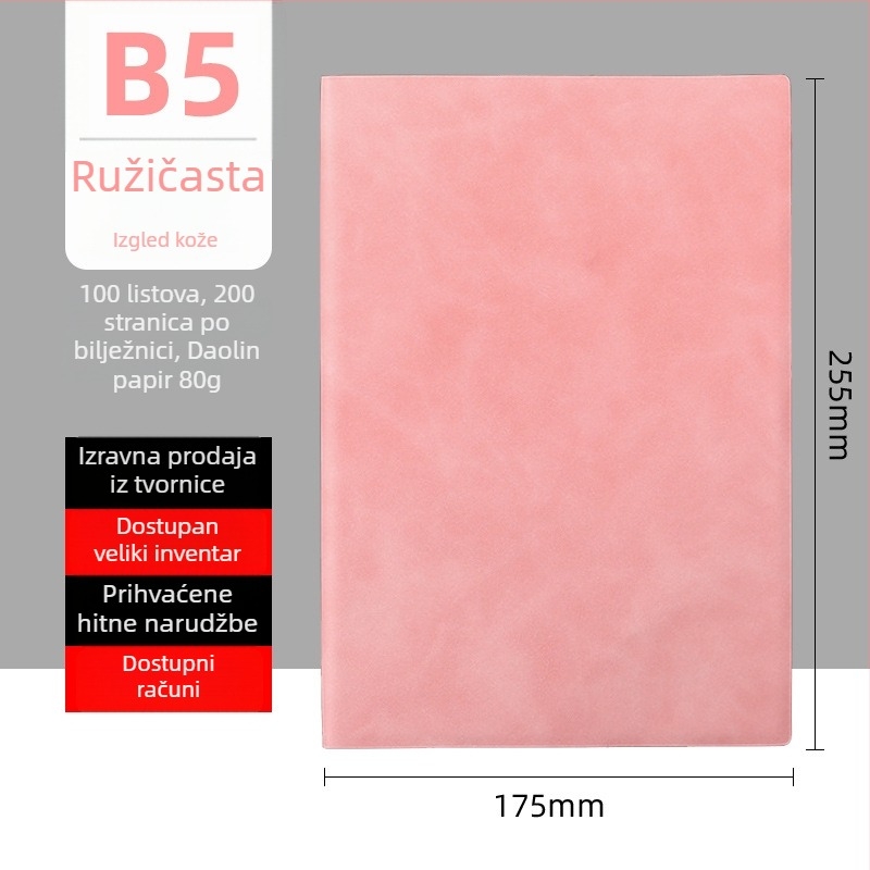 Bilježnica s ovčjom kožom, spiralno povezivanje, 80 gsm papir, 50–100 stranica, poslovni uredski stil