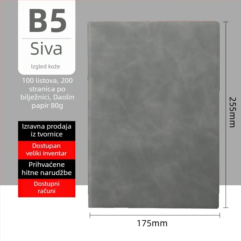 Bilježnica s ovčjom kožom, spiralno povezivanje, 80 gsm papir, 50–100 stranica, poslovni uredski stil