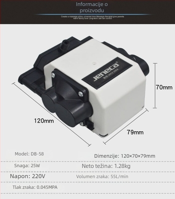 Jeneca/Jinlijia automatska DB-58 pumpa za kisik u akvariju, 1,28 kg