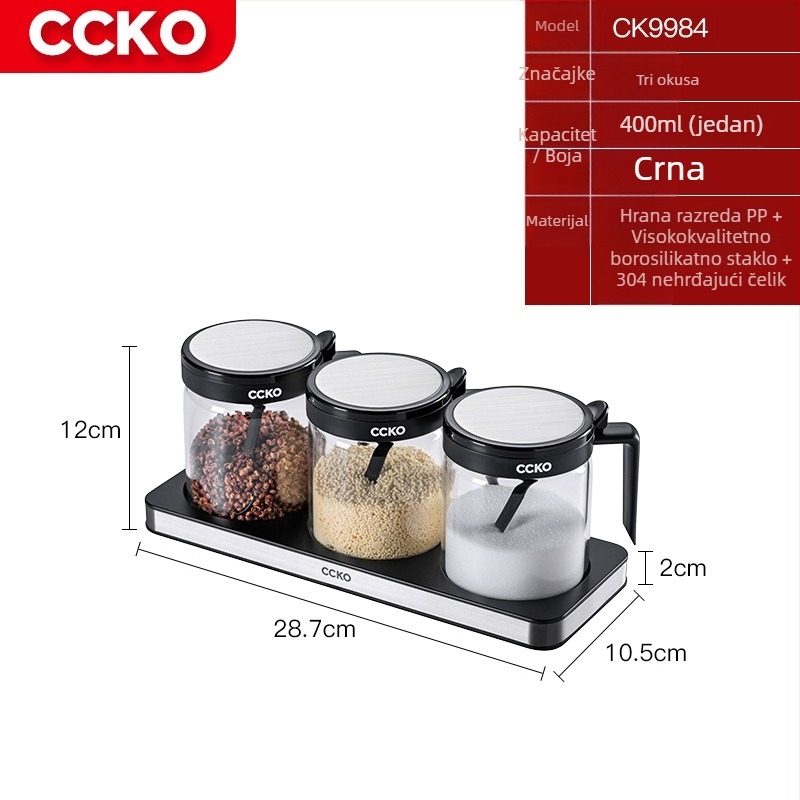 CCKO set staklenih posuda za začine — stakleni posude za čvrste začine, kutija za pohranu, tiskani logotip