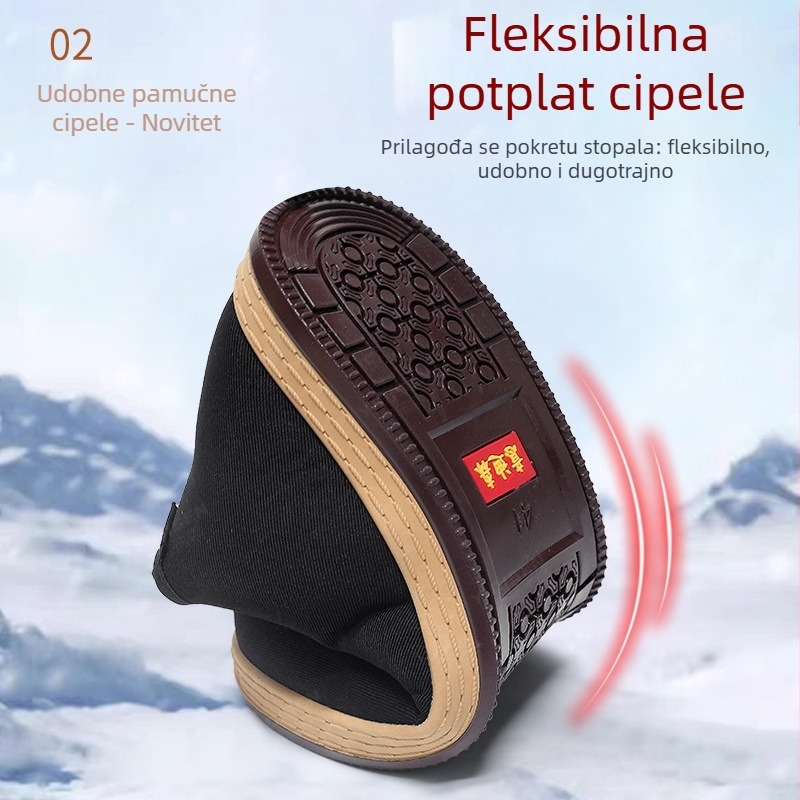 Zimske muške papuče od platna s debelim ovčjim vunom, protuklizna mekana potplata, slip-on dizajn