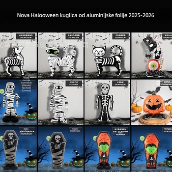 Stojeći stalak za balone s karikaturnim motiva lubanje i tikve, aluminijska folija, baloni, igračke, Halloween dekor
