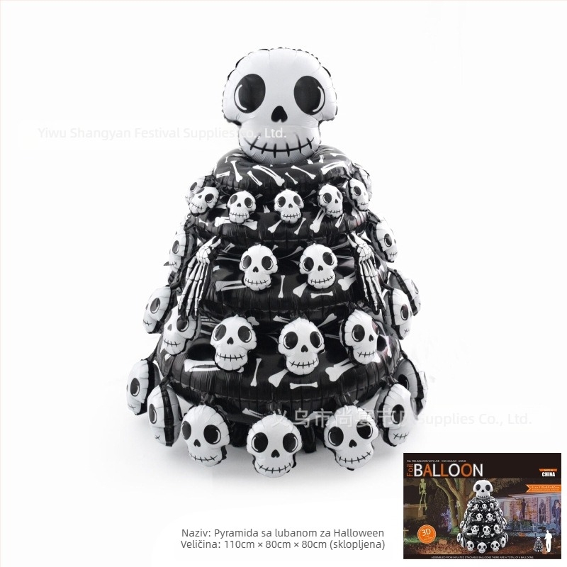 Stojeći stalak za balone s karikaturnim motiva lubanje i tikve, aluminijska folija, baloni, igračke, Halloween dekor