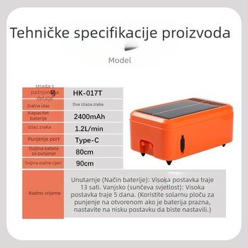 Hengku Solarna pumpa za kisik za ribolov i aeraciju akvarija, prijenosna vanjska jedinica – bez uvoza