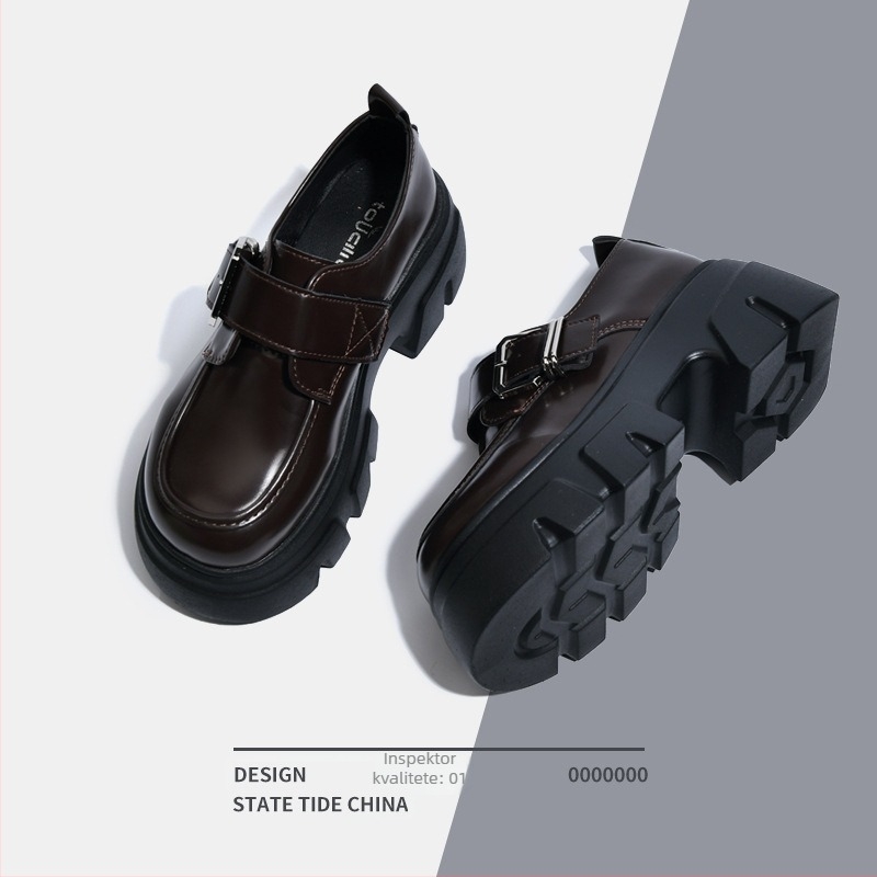 Mary Jane cipele s platformom za povećanje visine od 7 cm, PU gornji dio, gumeni đon, debeli klin, korejski stil