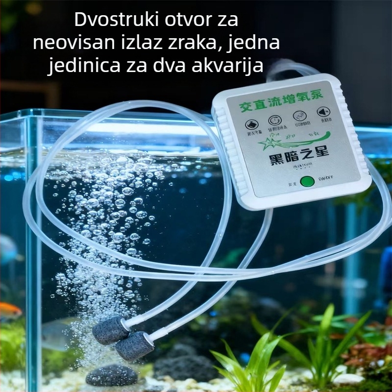 AC/DC dvostruko napajana pumpa za kisik za vanjski noćni ribolov i akvarij, kompaktna vanjska pumpa za kisik s dva ili četiri izlaza