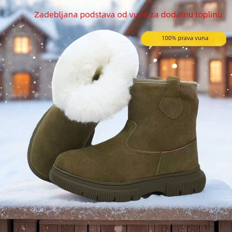 Muške zimne čizme od kože s toplom ovčjom vunom, protuklizna potplata, otporne na habanje